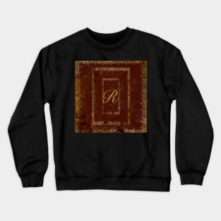 Classic Worn Gilded Leather Book Cover Design Letter R Crewneck Sweatshirt